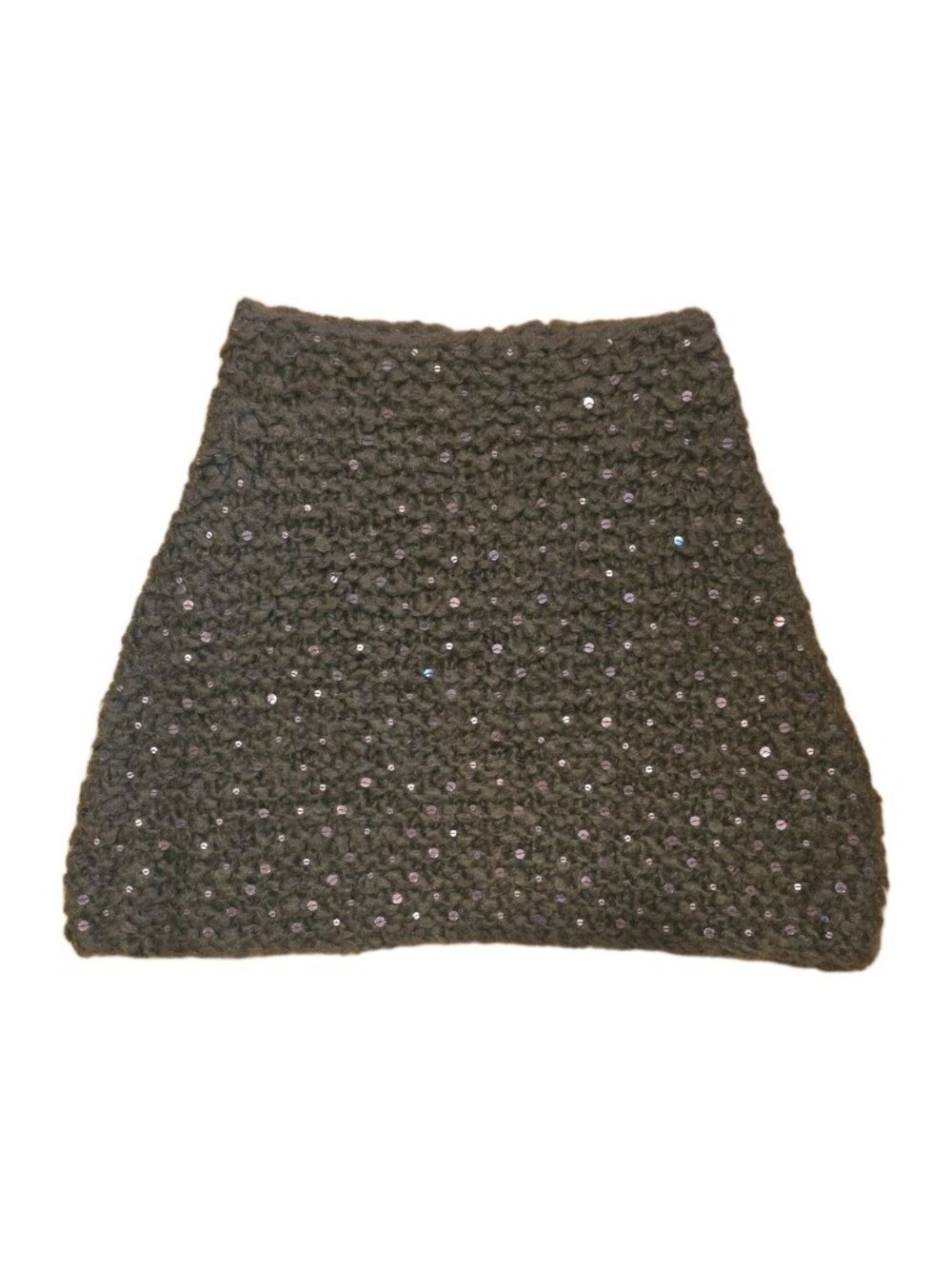 Eileen Fisher Scarf Wrap Brown Infinity Washed Mohair Dream Sequins Fuzzy Knit